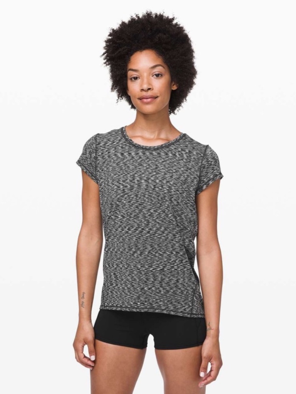 Lululemon Another Mile Space Dye Gray Short Sleeve Tee Shirt size 10 new